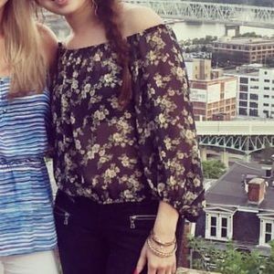 Sheer off shoulder floral top